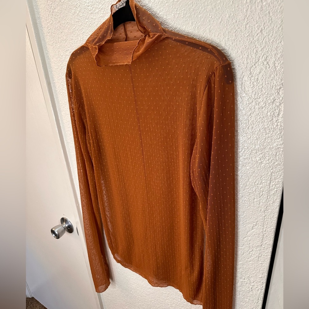 Free People x intimately. Sheer, Orange, Long Sleeve Top. Size Large. - Picture 2 of 16